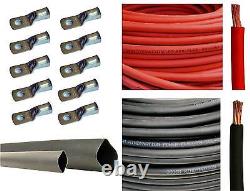 1/0 Gauge 1/0 AWG Red or & Black Welding Battery Cable + Cable Lugs Heat Shrink