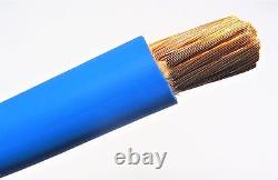 15' 4 Awg Gauge Welding Cable Blue Copper Battery Leads Made In USA