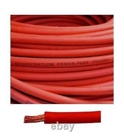 4 Gauge 4 AWG Red 75 Feet Welding Battery Pure Copper Flexible Cable + 10pcs