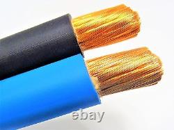 50' Ft 1/0 Awg Welding/battery Cable 25' Black 25' Blue 600v Made In USA Copper