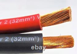 50' Ft Excelene 2 Awg Gauge Welding Battery Cable 25' Red & 25' Black USA Leads
