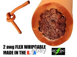 75' #2 Highly Flexible Welding Whip Cable Orange 600v USA Made Epdm Copper Awg