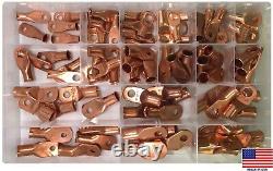 (90) Copper Lug 1-4/0 AWG Battery Welding Cable Ring Terminal End Connector Kit
