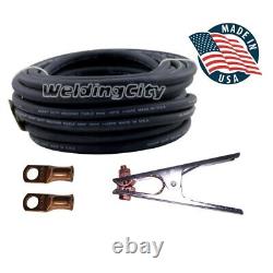 WeldingCity 2-AWG Welding Cable Lead 300A Work Clamp Lug Terminal US Seller