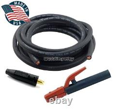 WeldingCity 25-ft USA Made 1-AWG Welding Cable with 300A Stick Holder Dinse Plug
