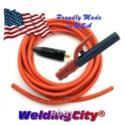 WeldingCity USA Made 1-AWG Welding Cable Orange & Stick Holder Tweco Plug USA